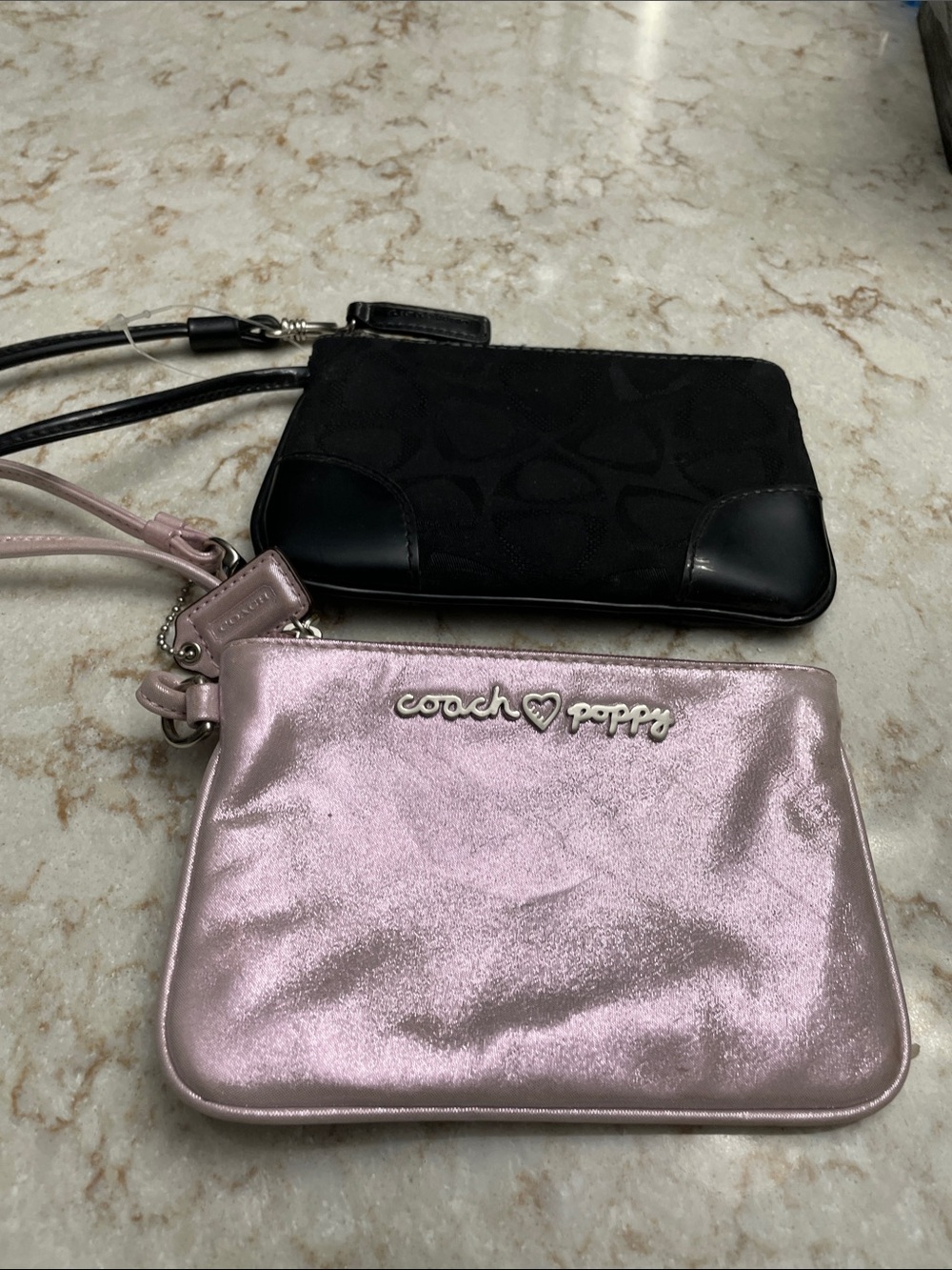 Coach Metallic Light Pink Poppy Wristlet